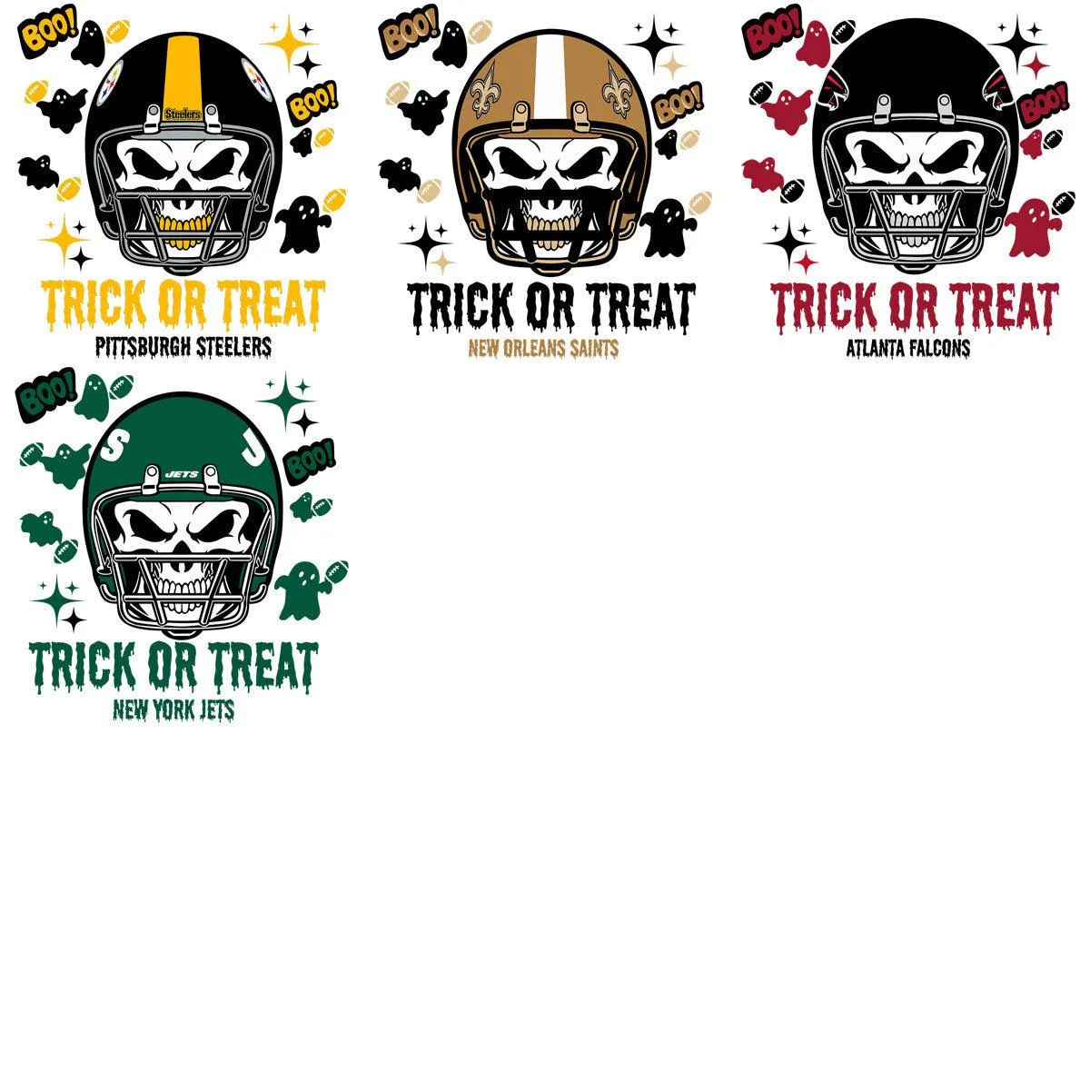30 Trick or Treat Halloween Helmet Football Designs Bundle PNG