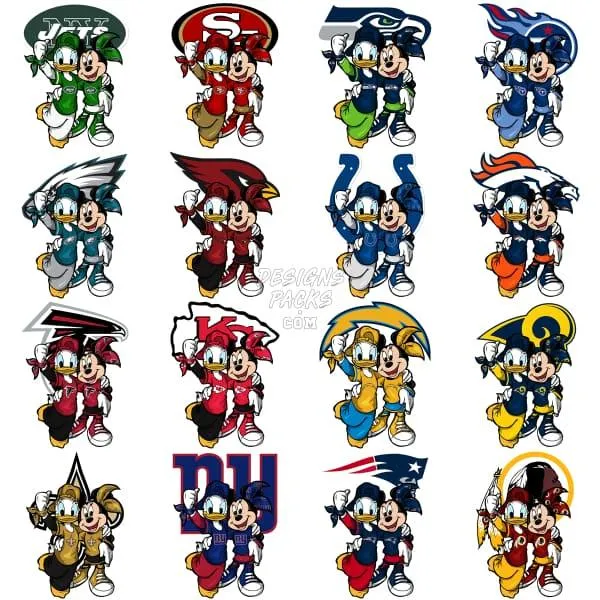 32 Cartoon MINNIE Football Designs Bundle PNG
