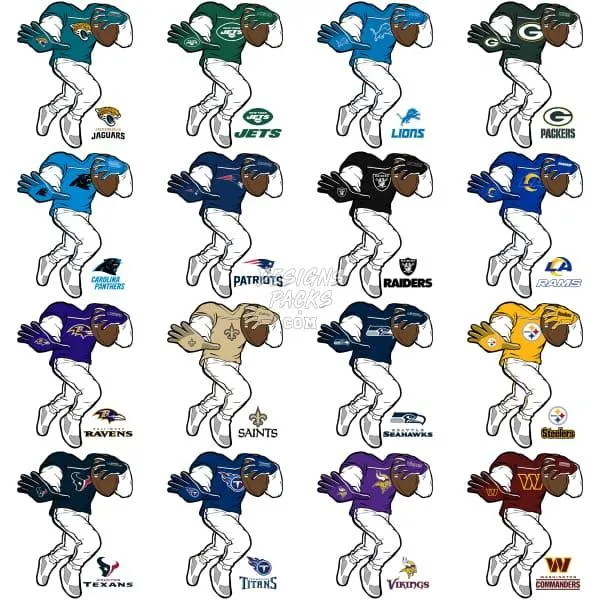 32 Headless Player Football Teams Designs Bundle PNG