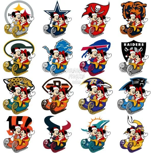 32 Ice Cartoon MINNIE CHRISTMAS Football Designs Bundle PNG