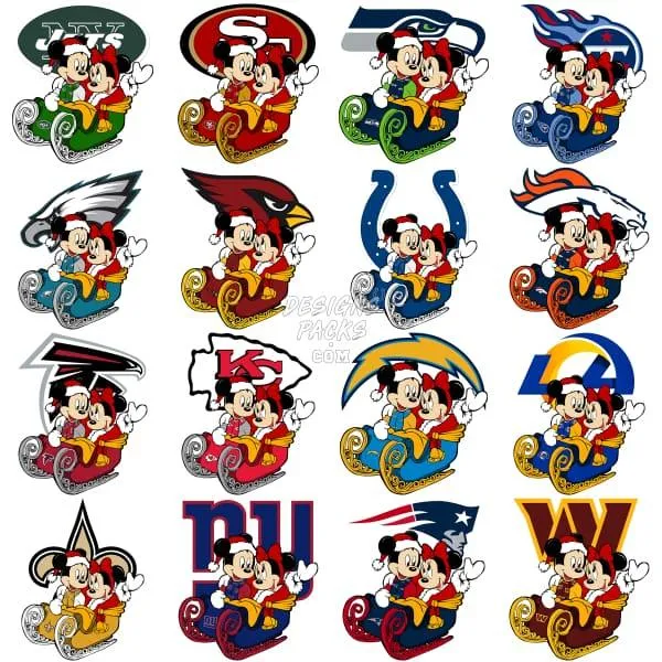 32 Ice Cartoon MINNIE CHRISTMAS Football Designs Bundle PNG