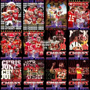 45 SuperBowl 2024 Football Chiefs vs 49ers Designs Bundle PNG   PSD