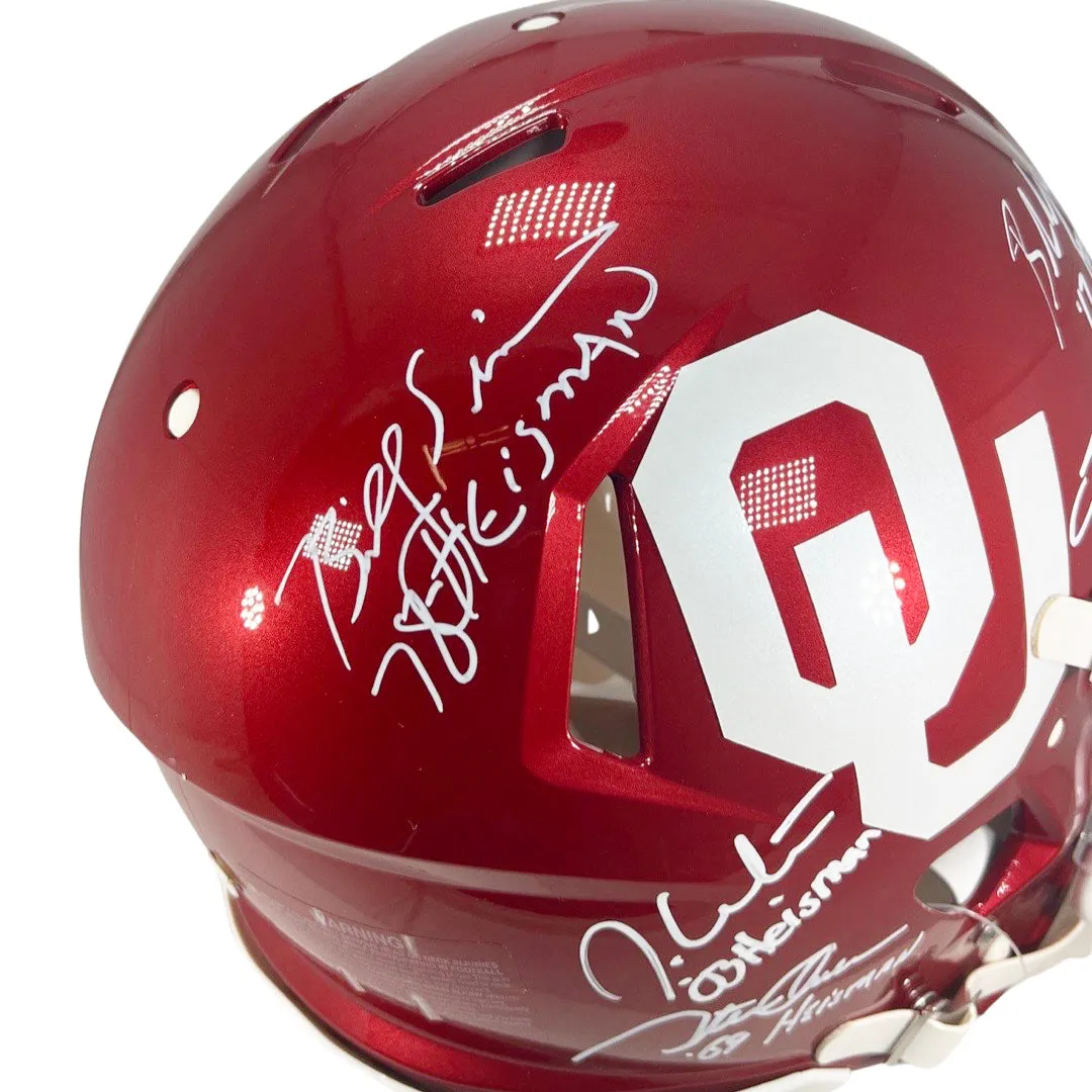 5 Heisman Winners Signed Heisman Inscription Oklahoma Sooners Authentic Speed Full-Size Football Helmet (JSA)