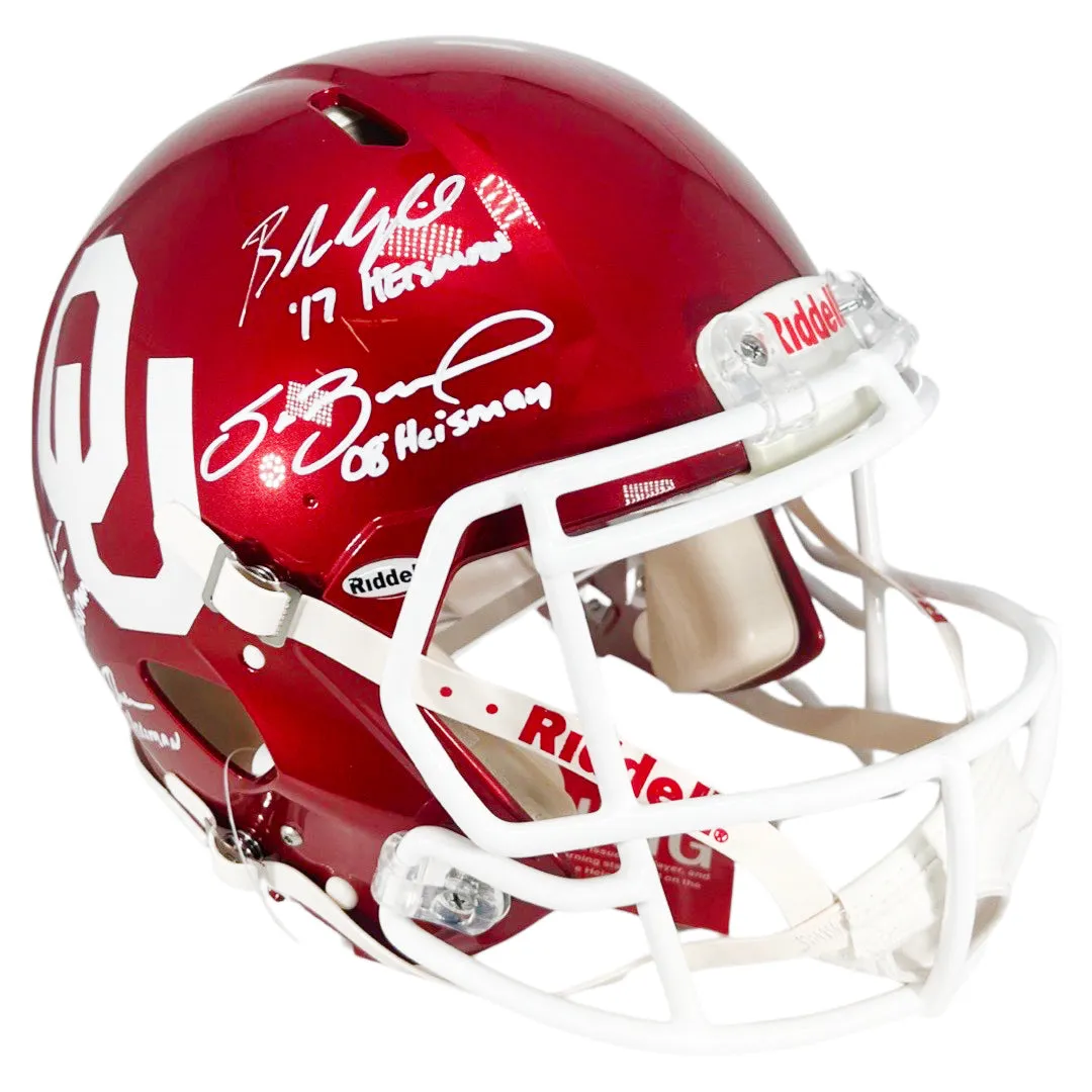 5 Heisman Winners Signed Heisman Inscription Oklahoma Sooners Authentic Speed Full-Size Football Helmet (JSA)