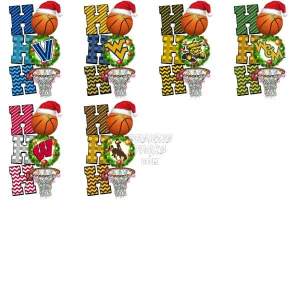 66 NCAA College Basketball Teams Christmas Designs Bundle PNG
