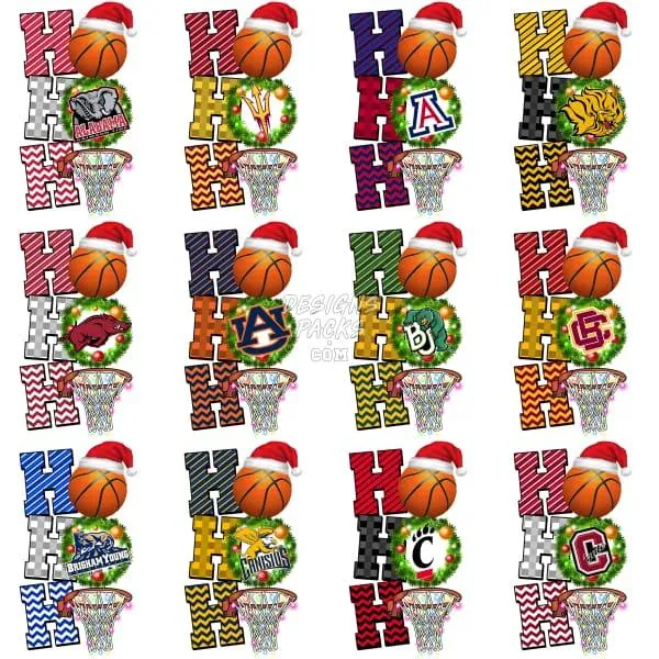66 NCAA College Basketball Teams Christmas Designs Bundle PNG