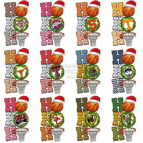 66 NCAA College Basketball Teams Christmas Designs Bundle PNG