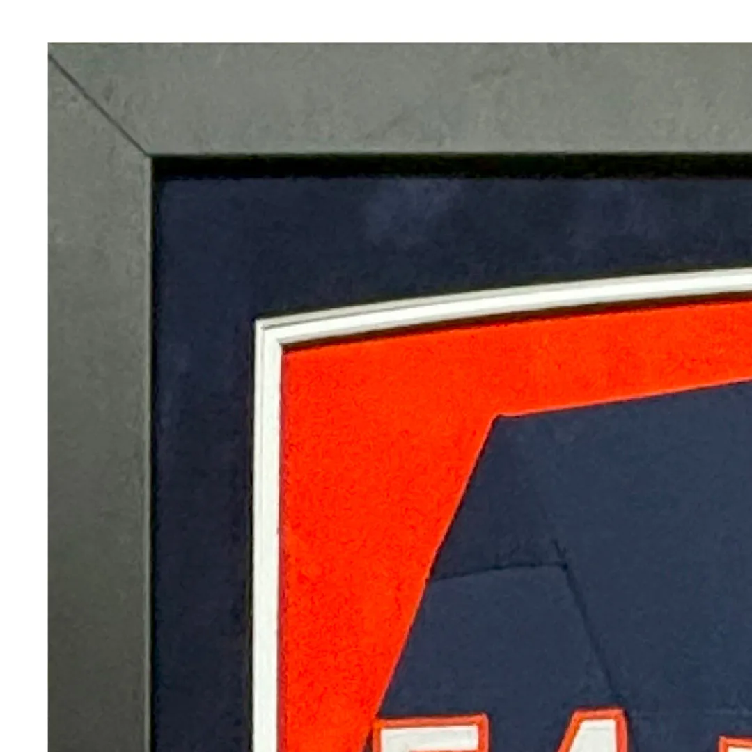 Brian Urlacher Signed HOF 18 Chicago Blue Custom Suede Framed Football Jersey (Beckett)