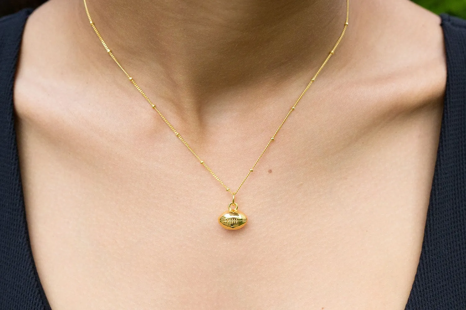CC Sport Gold Football Charm Necklace