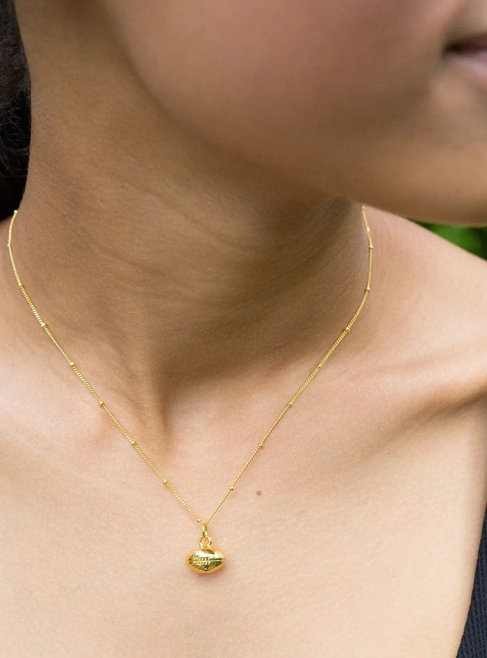 CC Sport Gold Football Charm Necklace