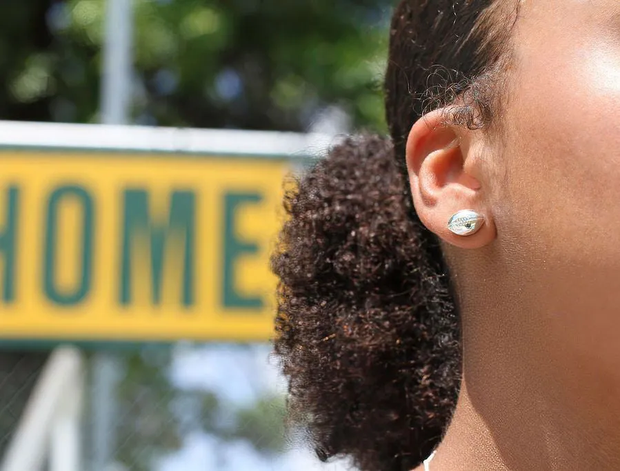 CC Sport Silver Football Earrings