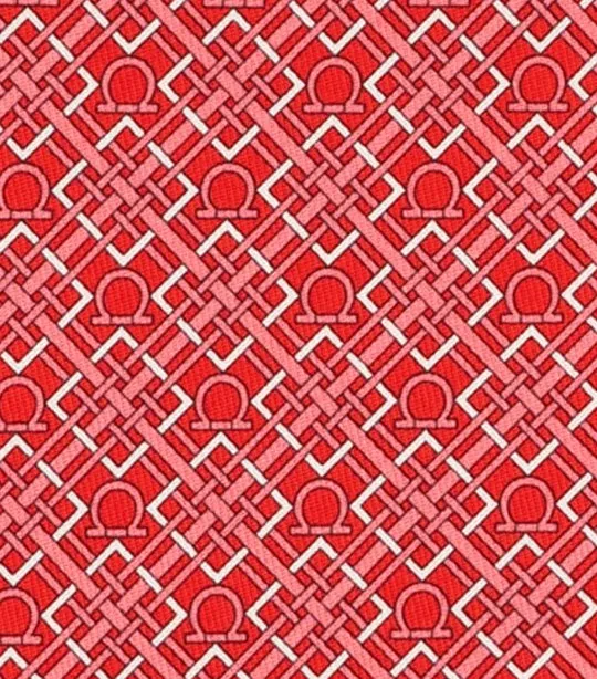 Check Gancini Print Silk Tie Red/Pink