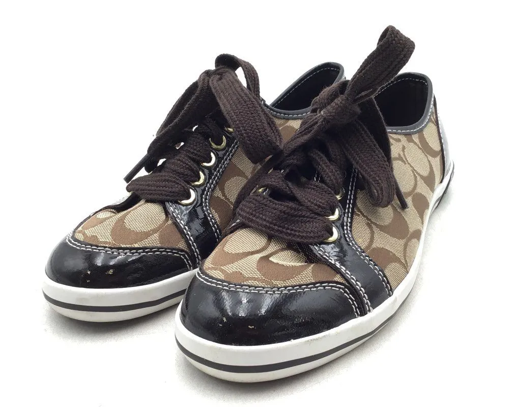 Coach Women's Brodi A1002 Beige Signature Print Athletic Shoes - Size 7.5B