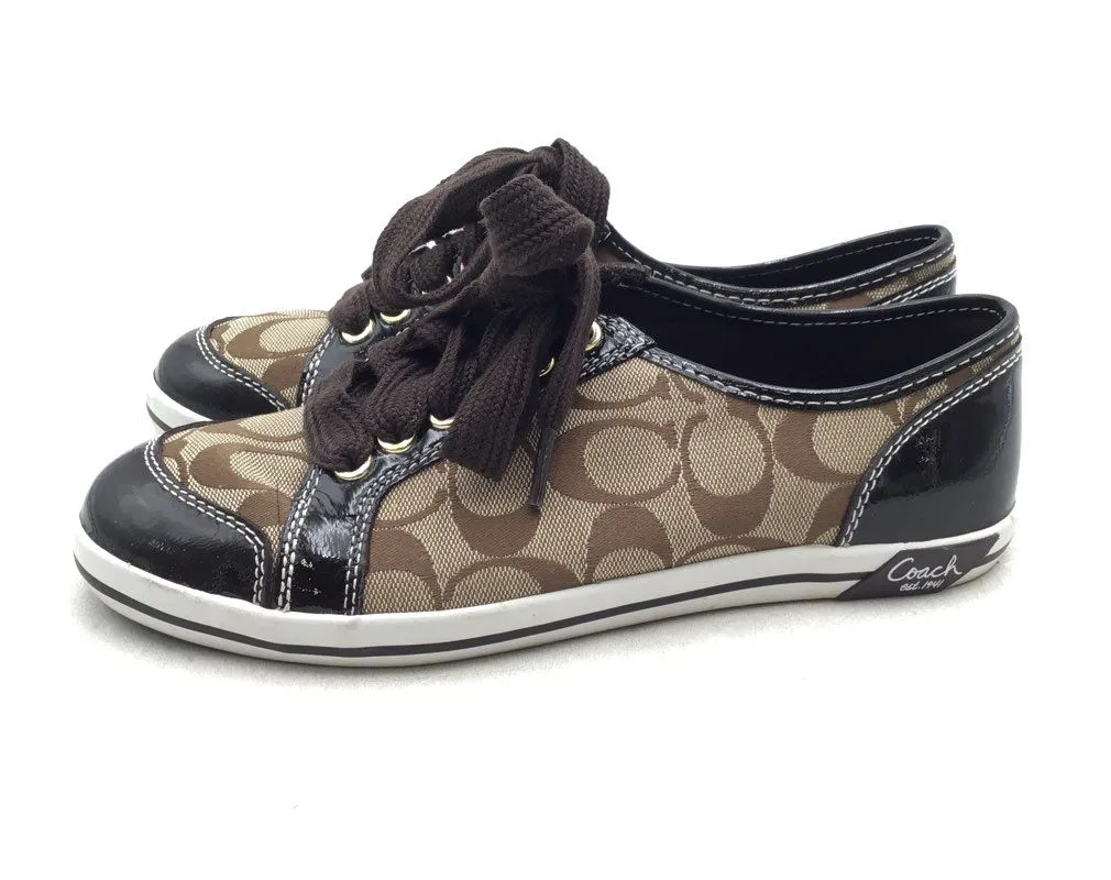 Coach Women's Brodi A1002 Beige Signature Print Athletic Shoes - Size 7.5B