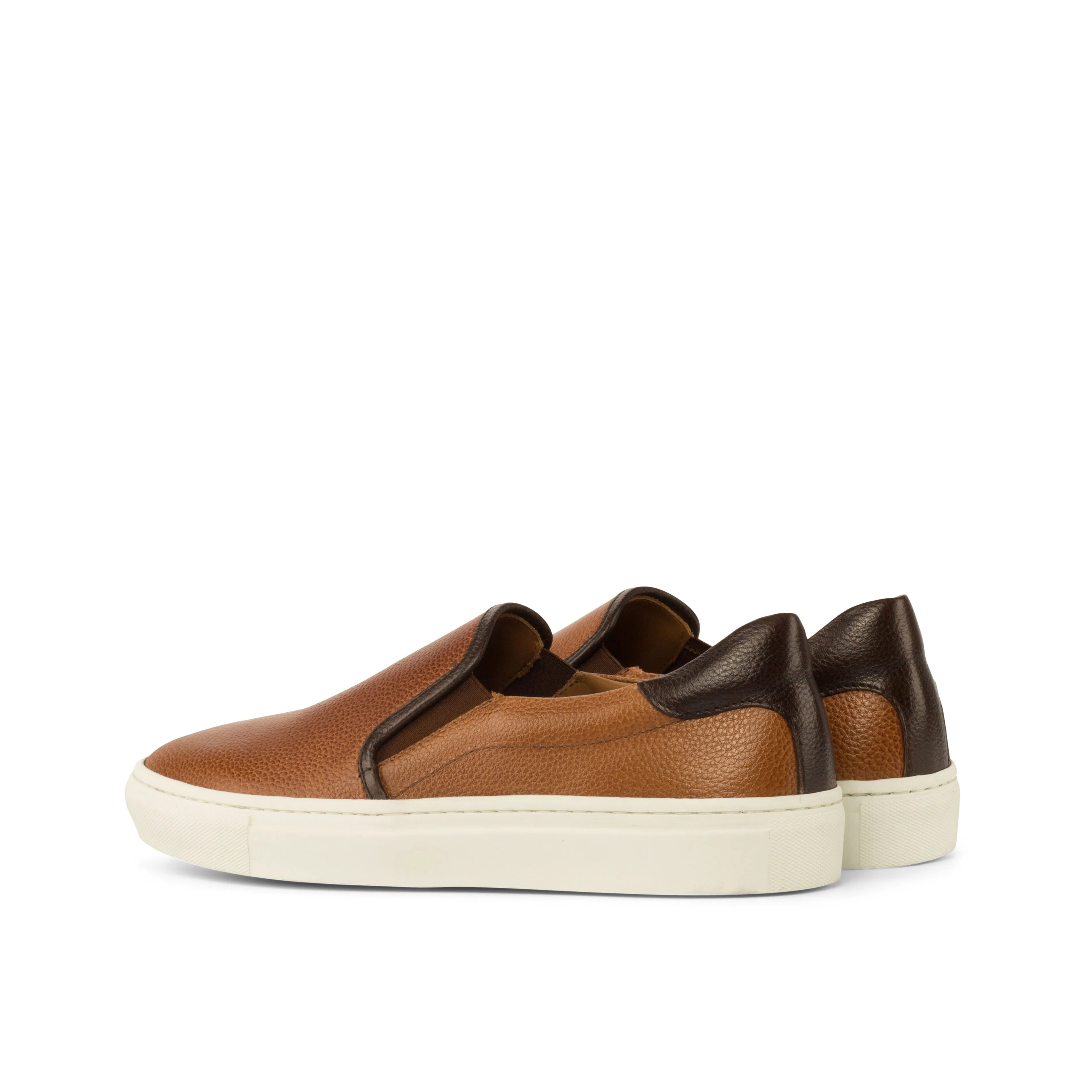 Cognac Full-Grain Leather Slip-On Sneakers