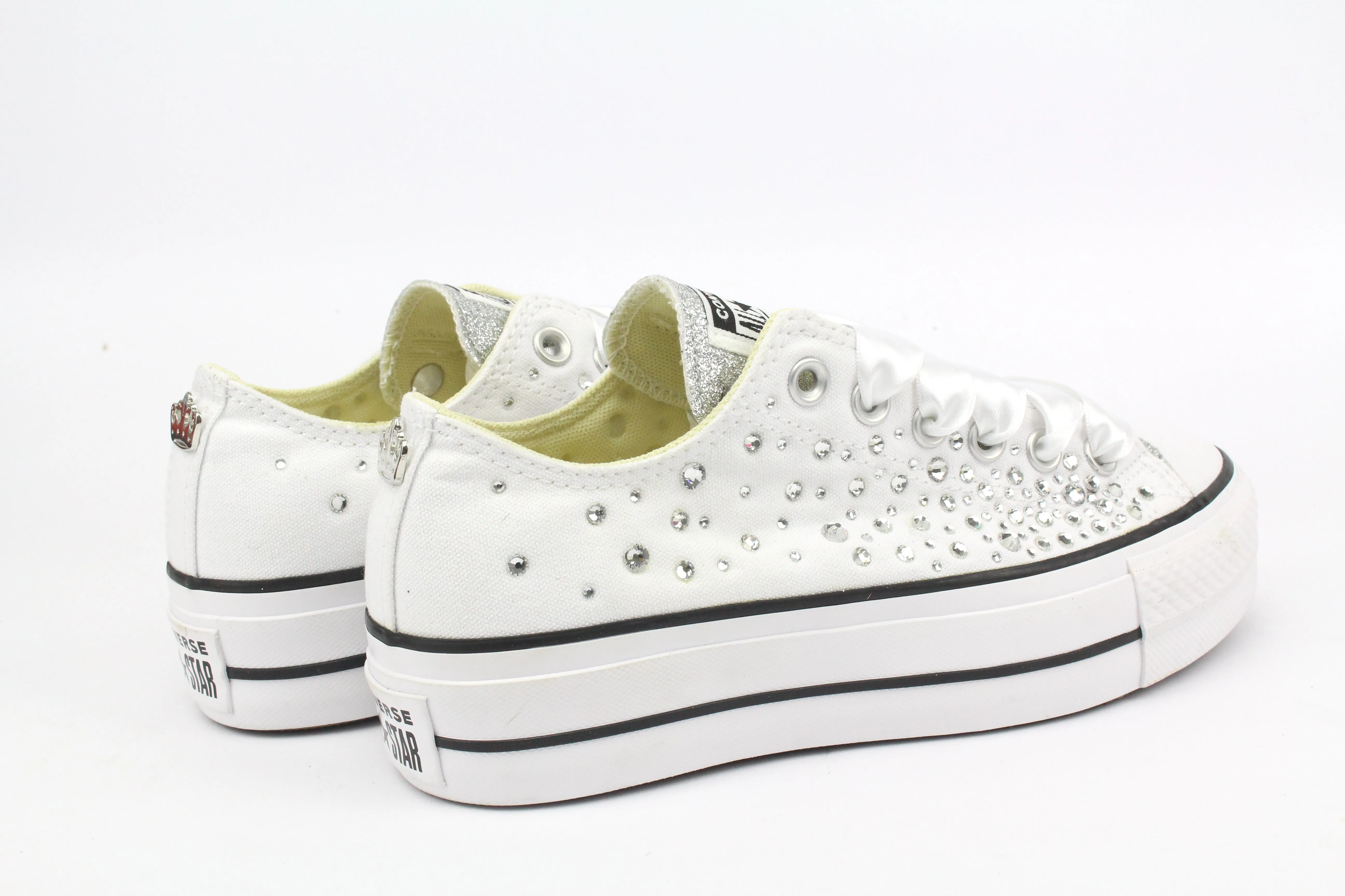 Converse All Star Platform Bassa White Strass Termo Cristal & Glitter