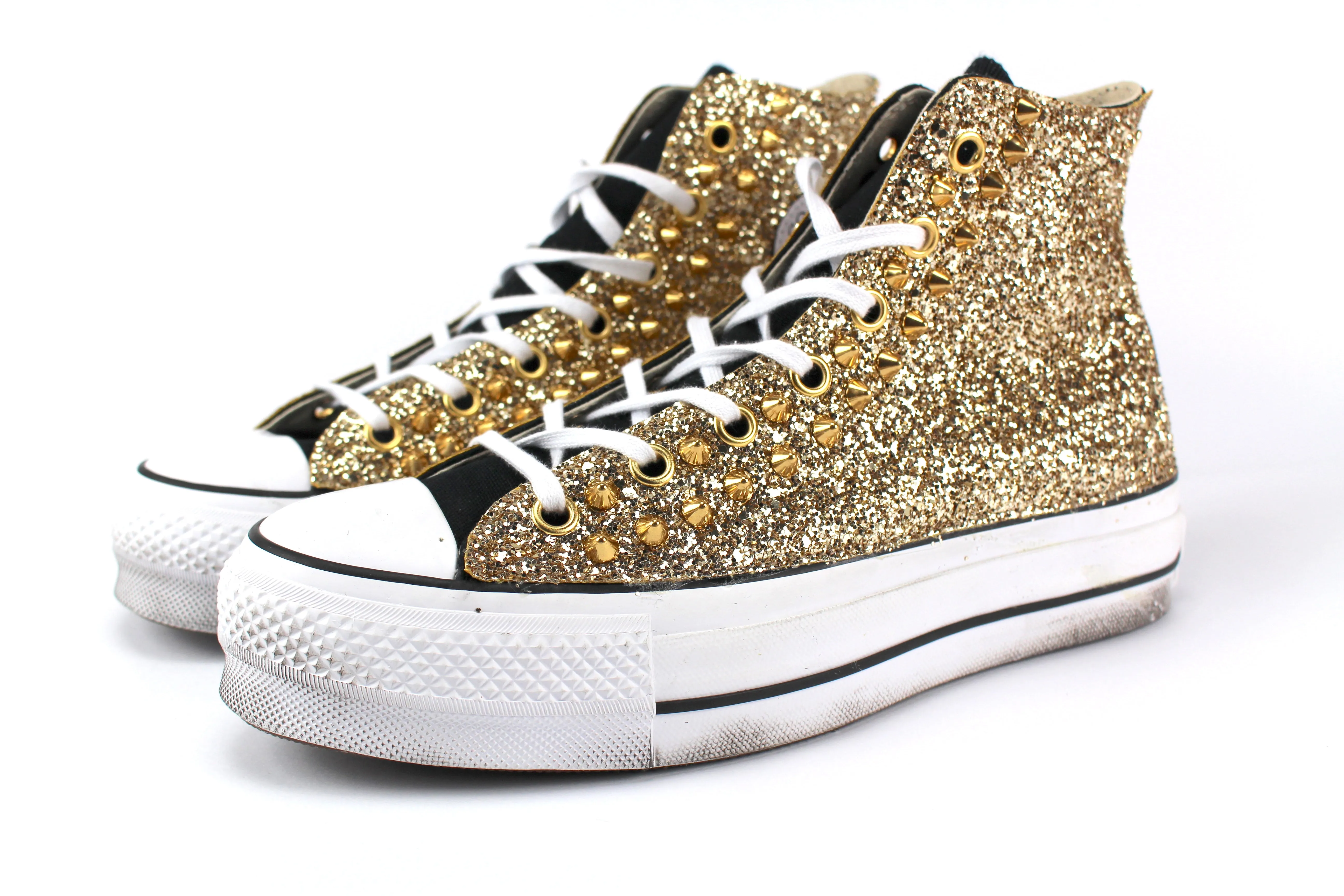 Converse All Star Platform Black Total Gold Glitter