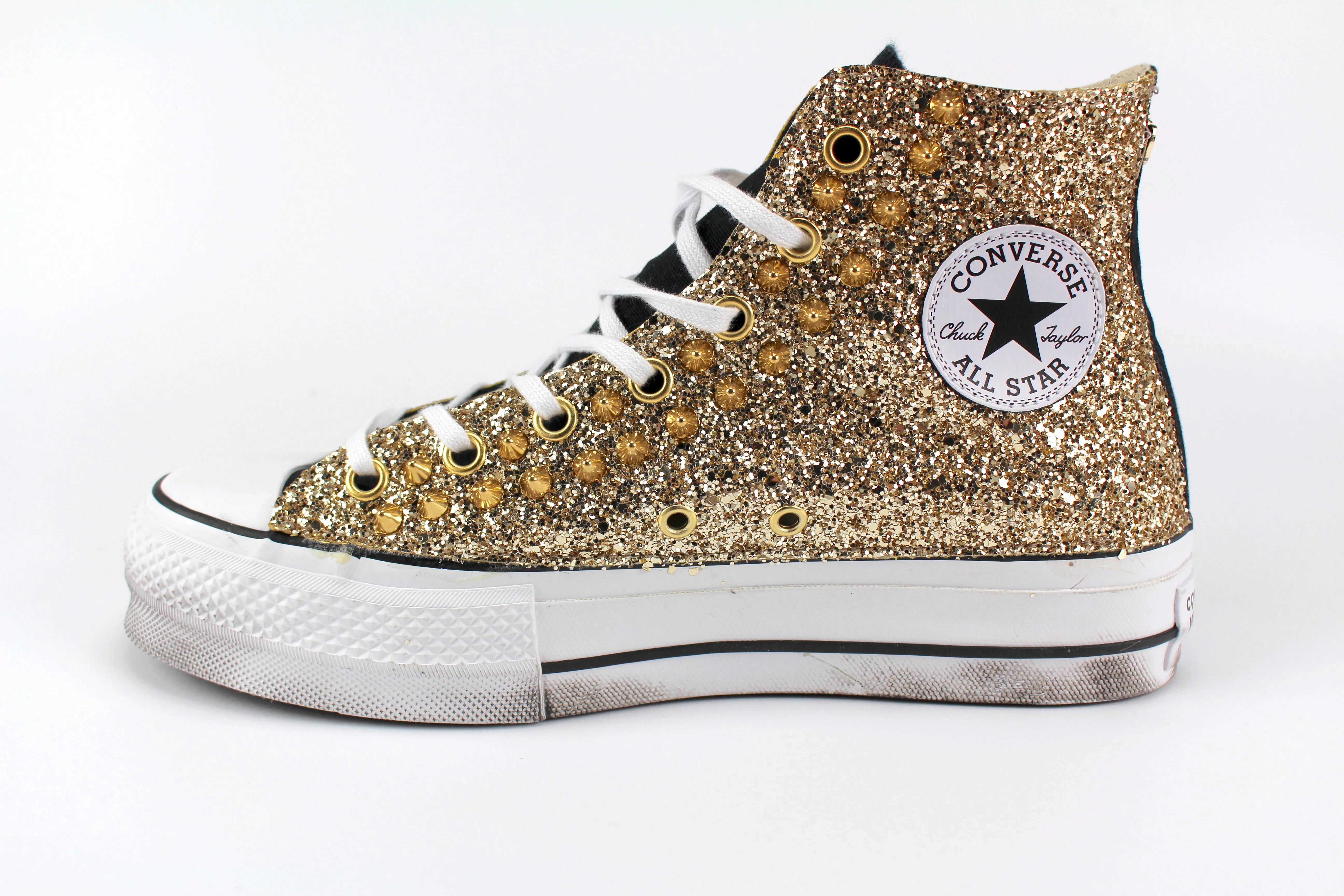 Converse All Star Platform Black Total Gold Glitter