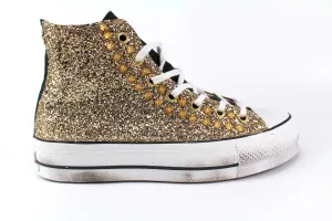 Converse All Star Platform Black Total Gold Glitter