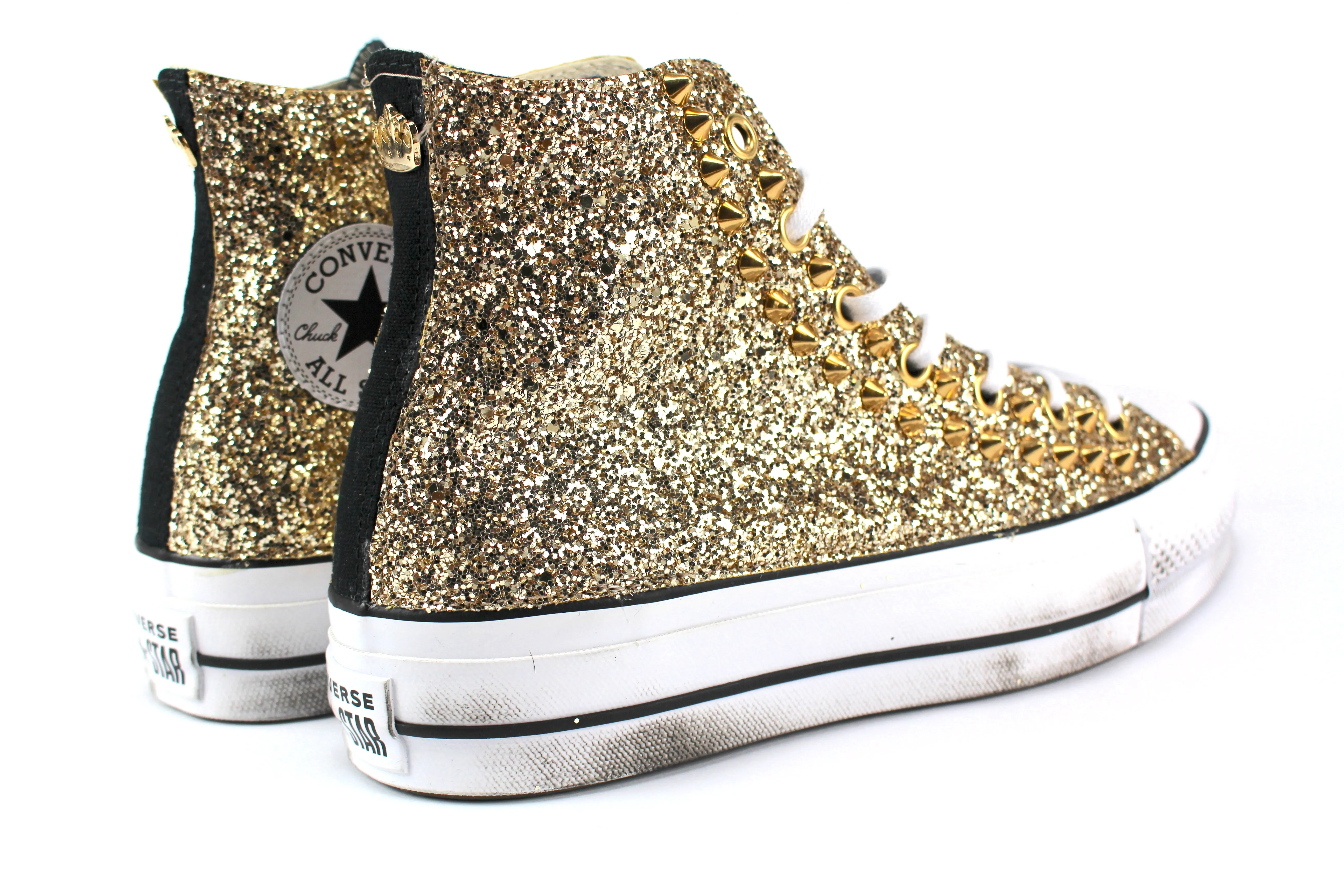 Converse All Star Platform Black Total Gold Glitter