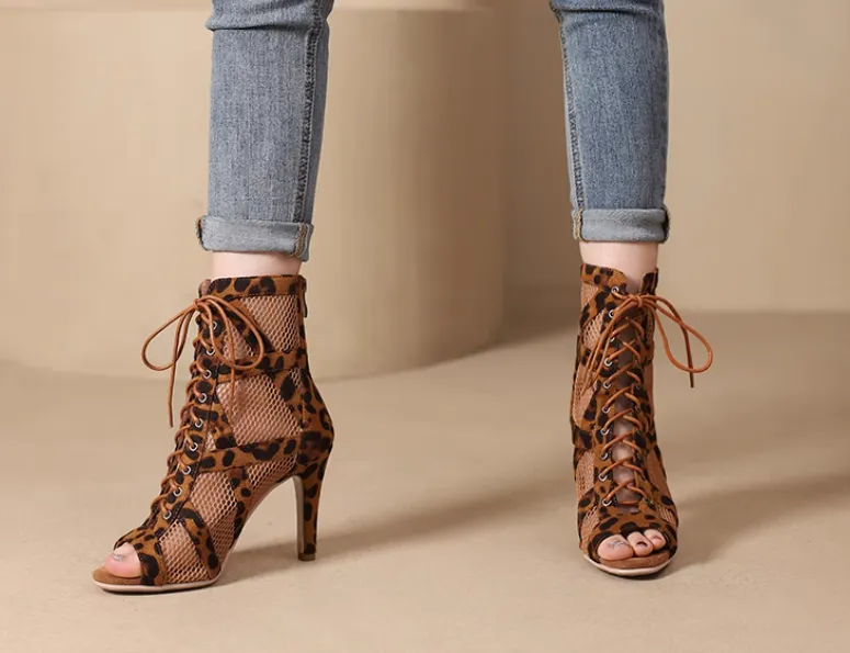 Dance Boots Sexy Leopard Dance Heels Booties