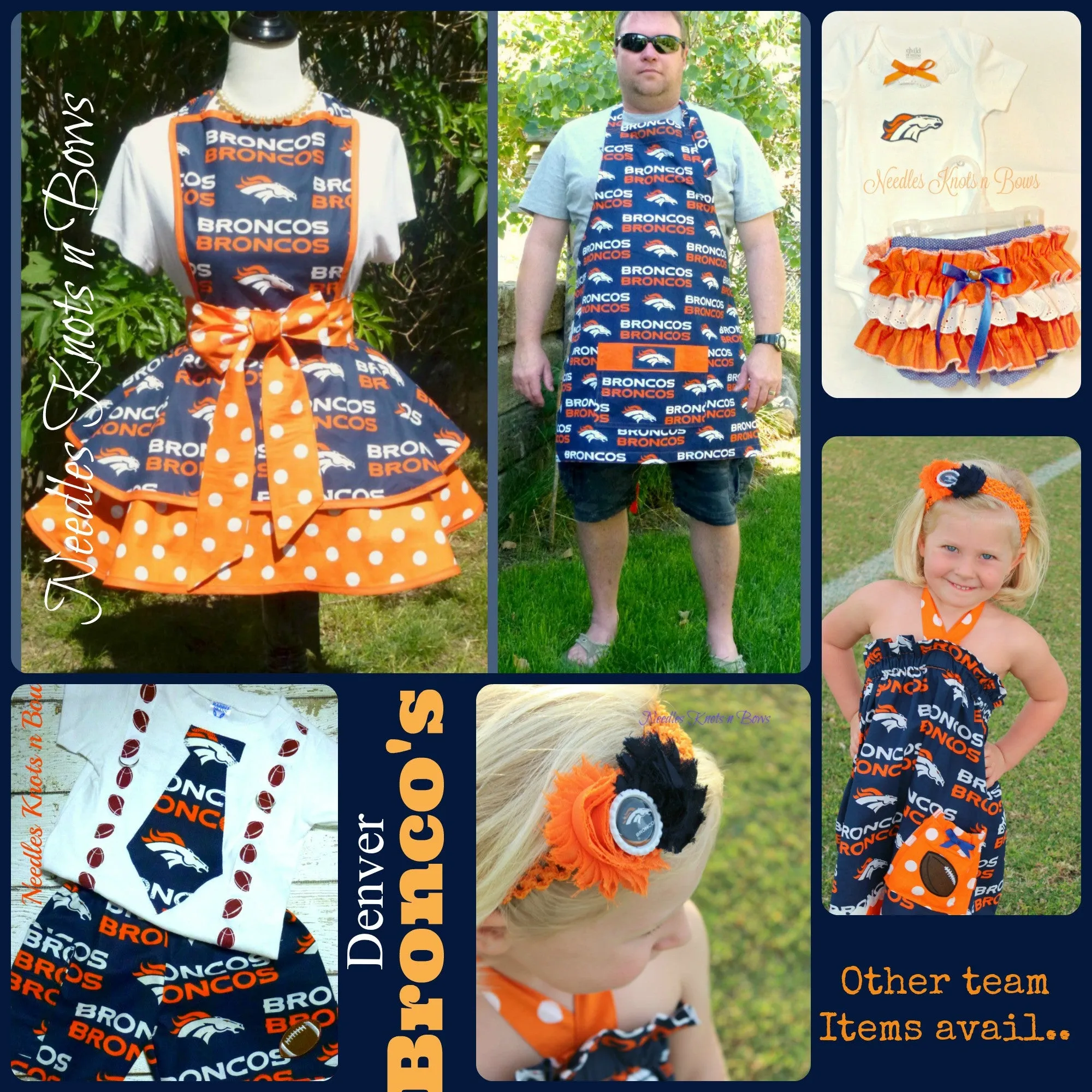 Denver Bronco's Apron, Mens or Womens Football Cooking Apron
