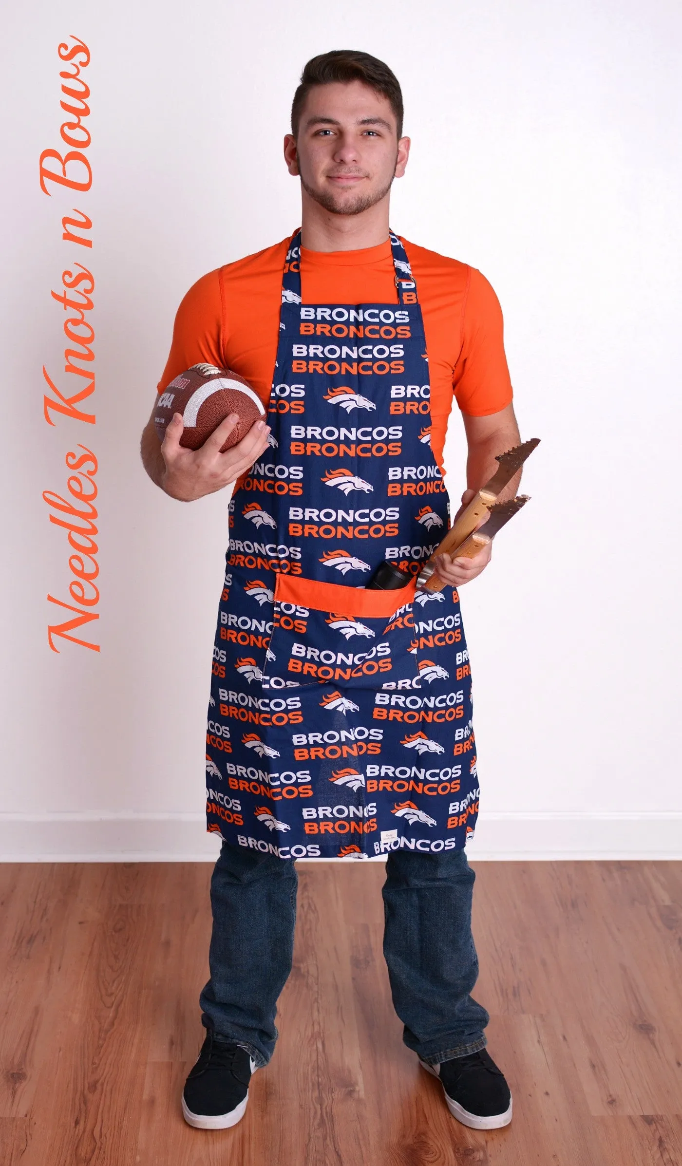 Denver Bronco's Apron, Mens or Womens Football Cooking Apron