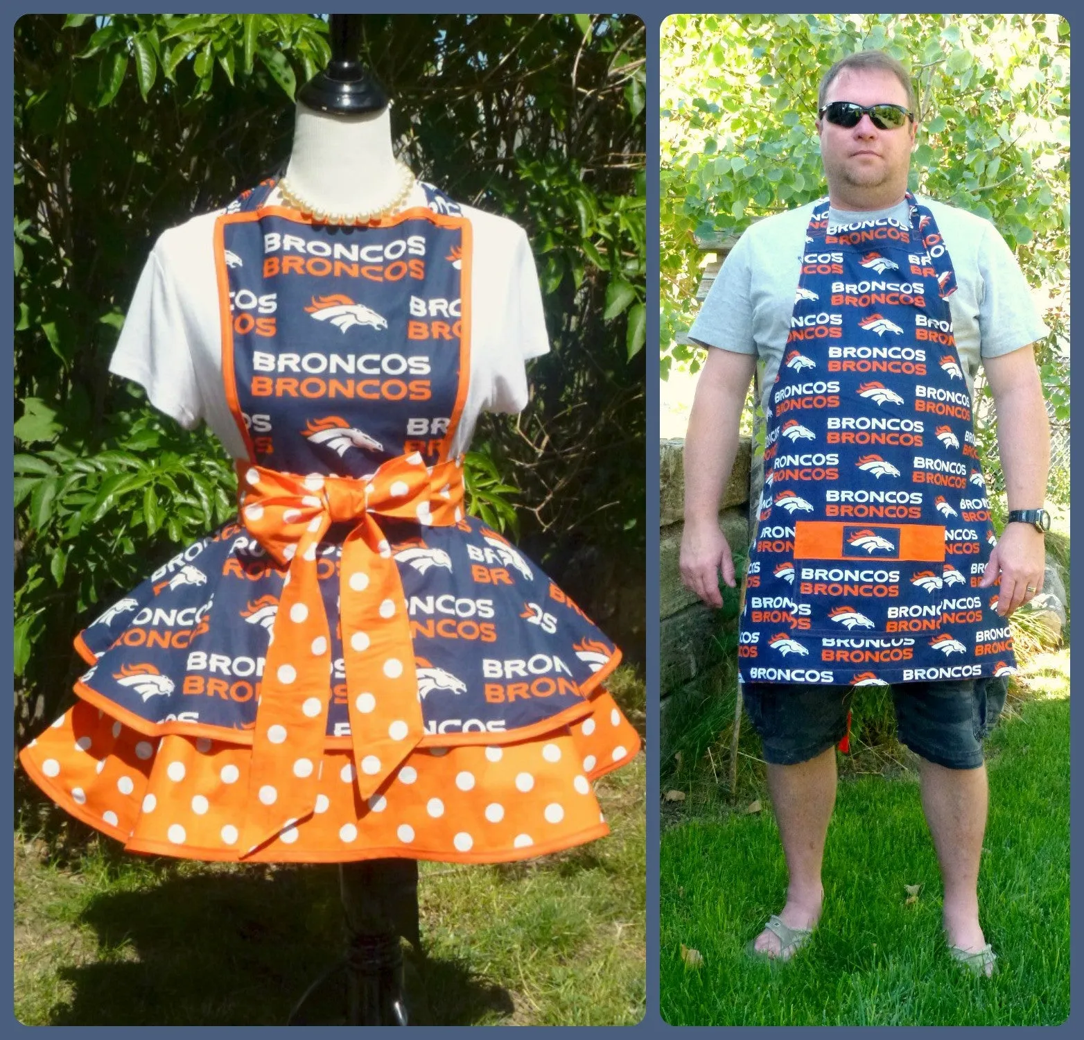 Denver Bronco's Apron, Mens or Womens Football Cooking Apron
