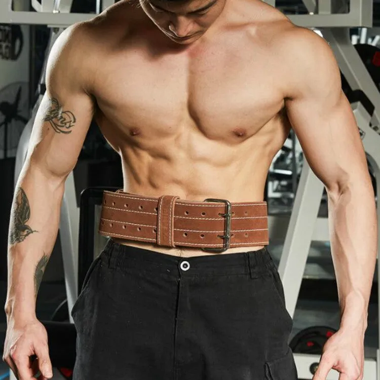 EADEN Cowhide Fitness Waist Protective Belt Squat Weightlifting Waist Support, Size:XL(Black)