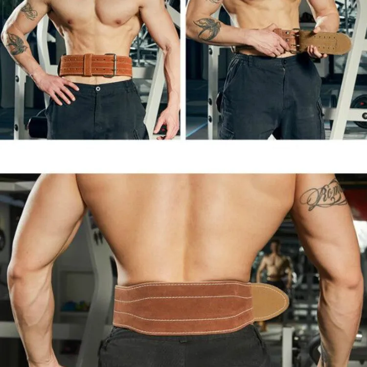 EADEN Cowhide Fitness Waist Protective Belt Squat Weightlifting Waist Support, Size:XL(Black)