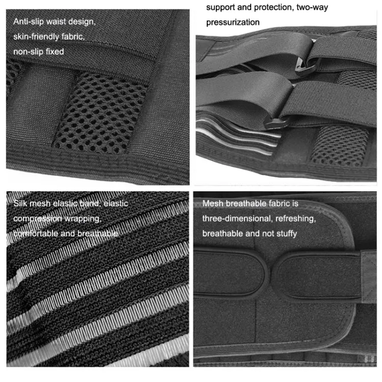 Elastic Double Compression Waist Support Fitness Mesh Breathable Sports Weightlifting Belt S(Black)