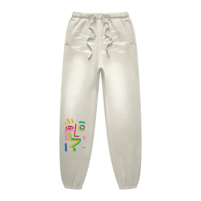 Face It (Rose&Camel)Streetwear Unisex Monkey Washed Dyed Fleece Joggers - 2 colors