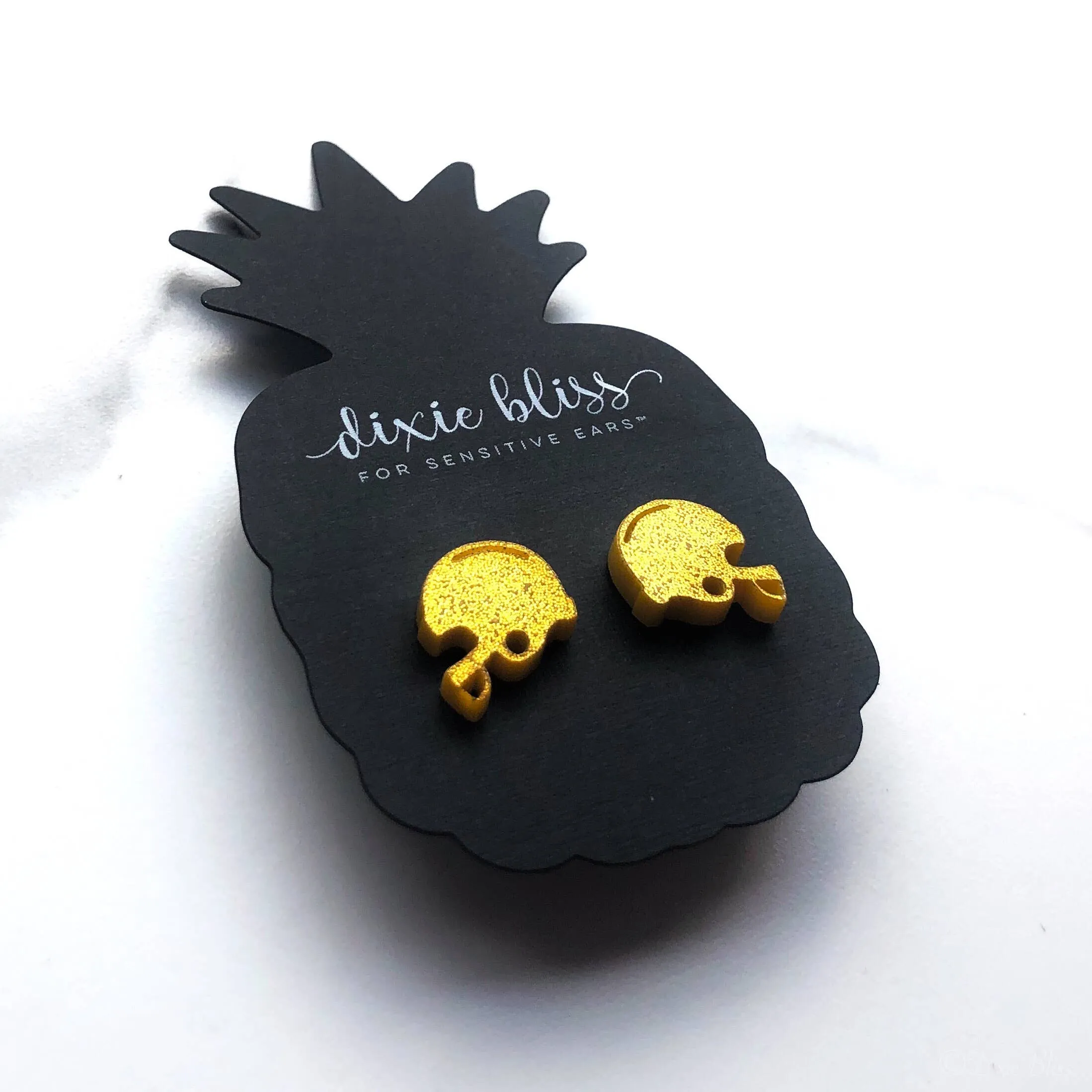 Football Helmet Earrings - Gold