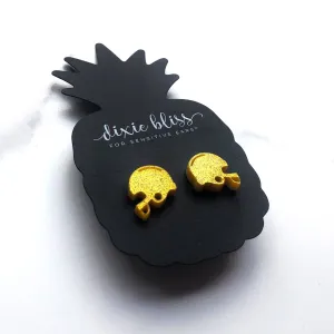 Football Helmet Earrings - Gold