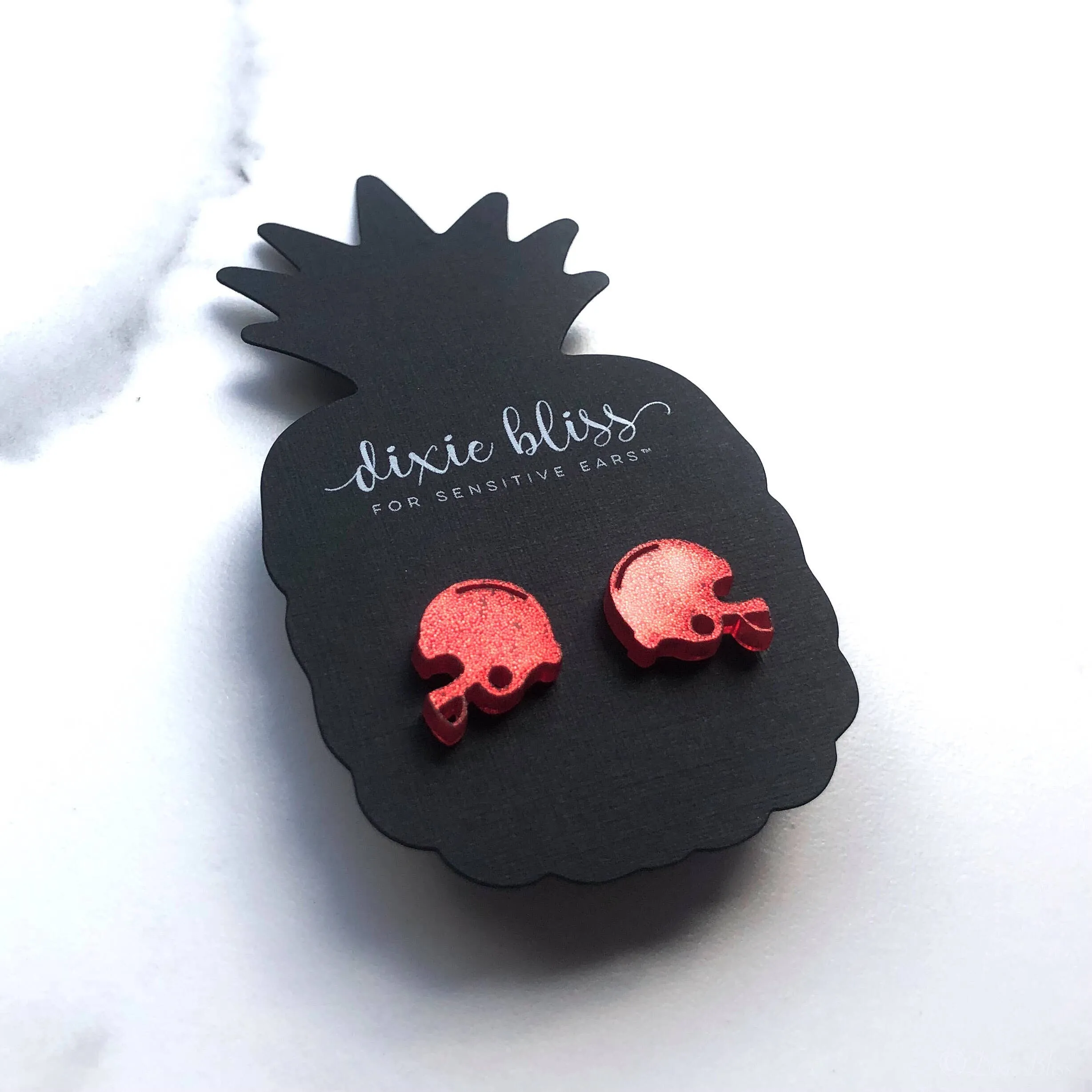 Football Helmet Earrings - Red