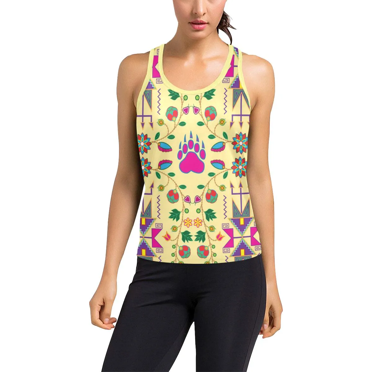 Geometric Floral Fall-Vanilla Women's Racerback Tank Top