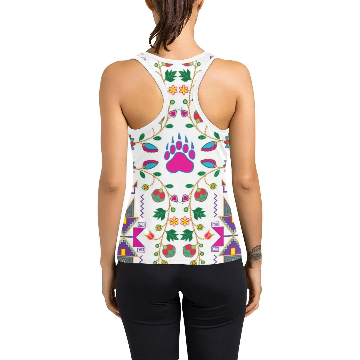 Geometric Floral Fall-White Women's Racerback Tank Top