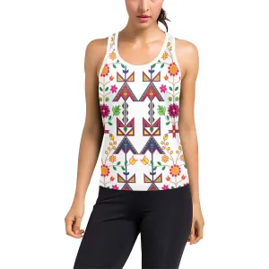 Geometric Floral Spring-White Women's Racerback Tank Top