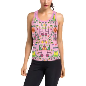 Geometric Floral Summer-Sunset Women's Racerback Tank Top