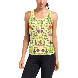 Geometric Floral Summer-Vanilla Women's Racerback Tank Top