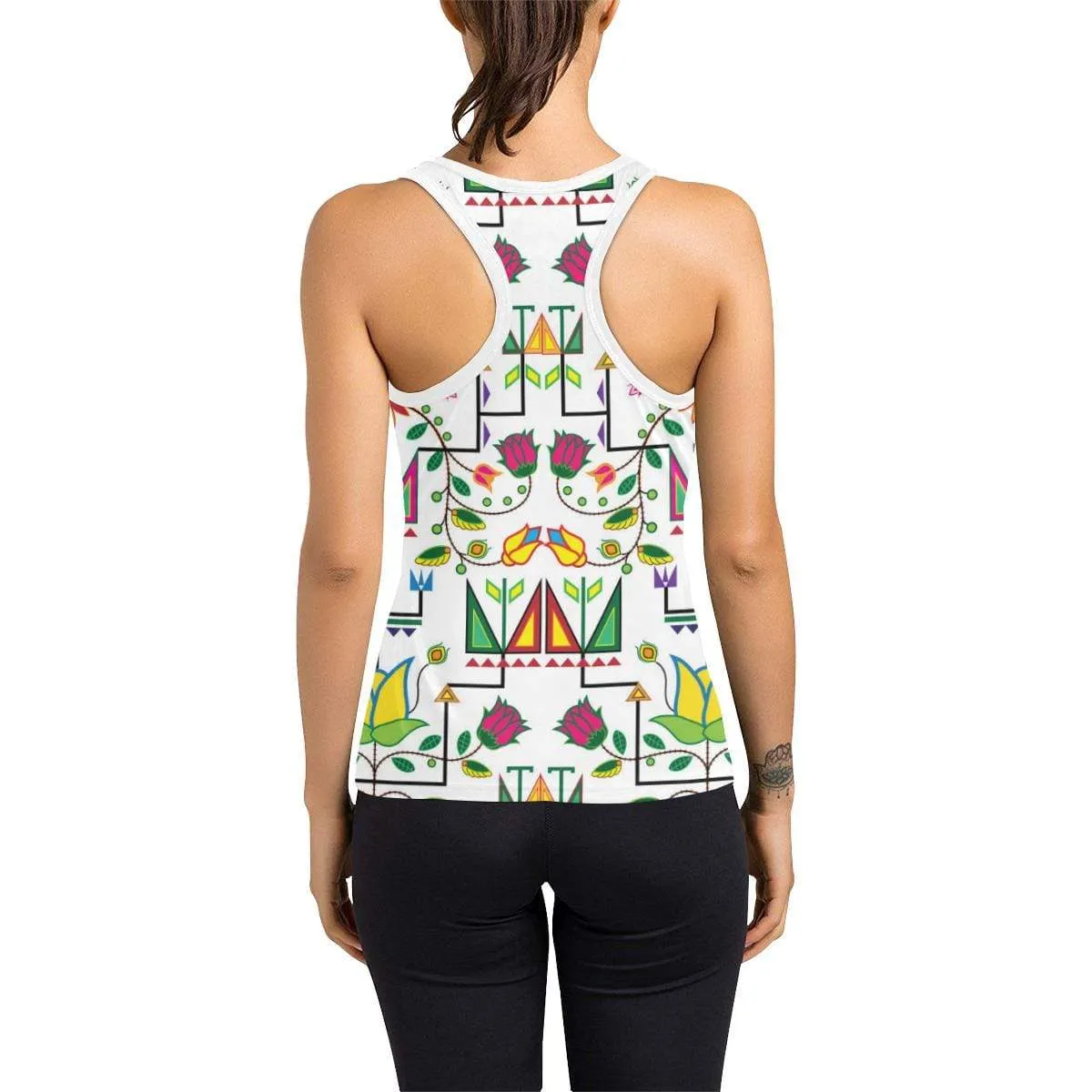 Geometric Floral Summer-White Women's Racerback Tank Top