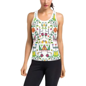Geometric Floral Summer-White Women's Racerback Tank Top