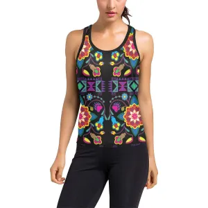 Geometric Floral Winter-Black Women's Racerback Tank Top