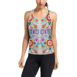Geometric Floral Winter-Gray Women's Racerback Tank Top