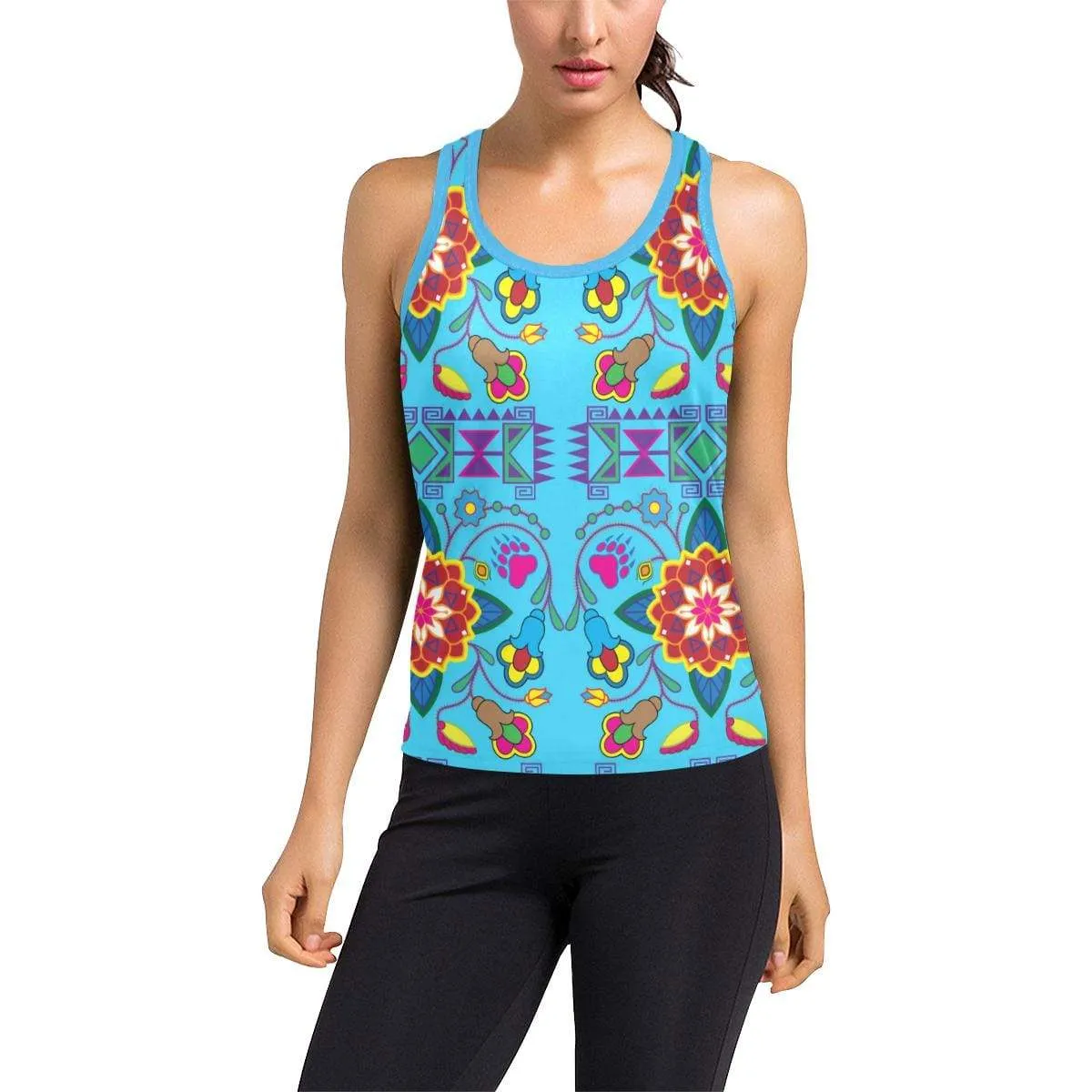 Geometric Floral Winter - Sky Blue Women's Racerback Tank Top