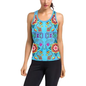 Geometric Floral Winter - Sky Blue Women's Racerback Tank Top