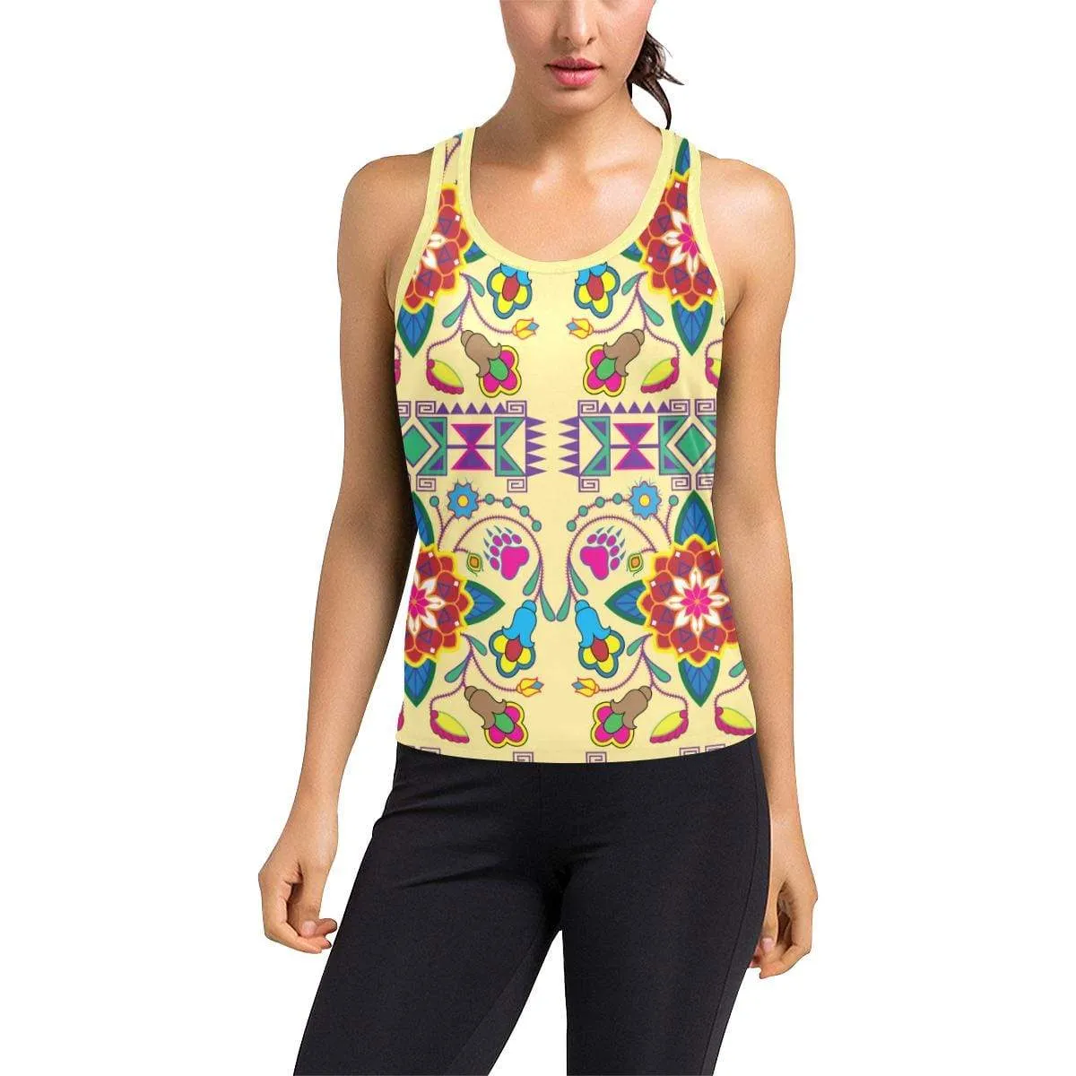 Geometric Floral Winter-Vanilla Women's Racerback Tank Top