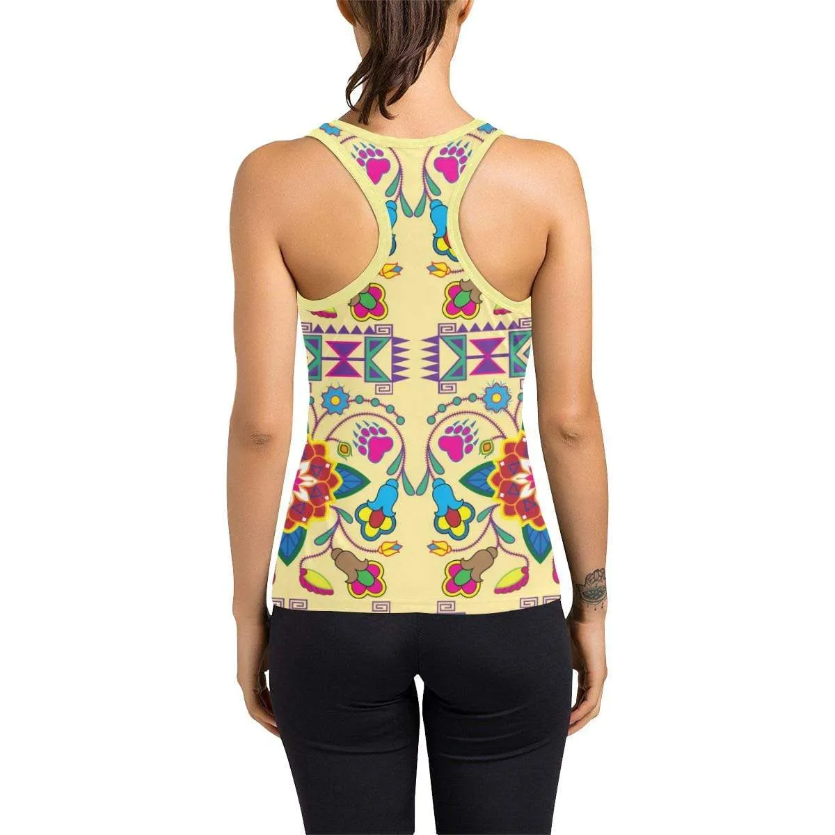 Geometric Floral Winter-Vanilla Women's Racerback Tank Top