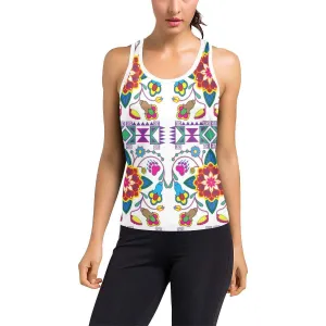 Geometric Floral Winter-White Women's Racerback Tank Top