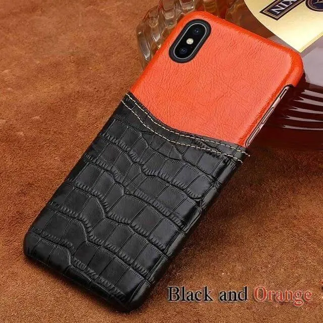 Handmade Crocodile Pattern Wax Leather Luxury IPhone Cases
